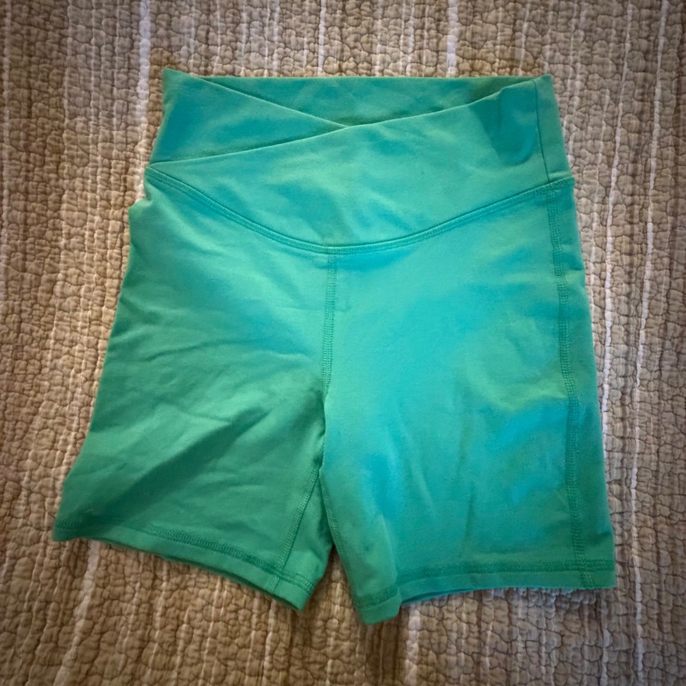 Old Navy Active Girls XL 14-16 PowerChill Crossover High Rise Bike Shorts Teal